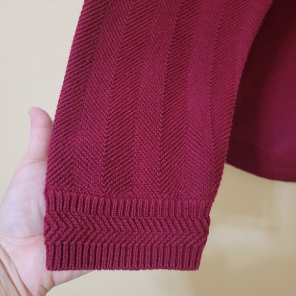 Chaps Ralph Lauren Burgundy Sweater L/G 100% Cotton Office Preppy Dadcore - Picture 4 of 9